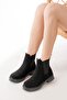 02-2137 Black Suede Elastic Daily Women's Boots - 2