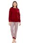 3998 Women's Burgundy Round Neck Long Sleeve Pajama Set - Burgundy