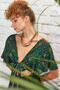 Cut Out Detailed Flounced Patterned Half Sleeve Bohemian Dress - 4