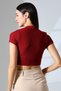 Rocha Women's Slim Fit Soft Textured Tie Front Blouse & Cardigan & Bolero - Burgundy - 8