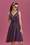 Bohemian Style Double-breasted V-neck Dress - 4