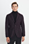 Men's Burgundy Wool Slim Fit Slim Fit Mono Collar Bag Pocket Jacket - 3