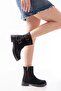 02-2014 Black Suede Daily Women's Boots with Buckle Accessories - 2