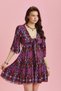 Front Tie Print Half Sleeve Short Dress