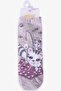 1-2-7-8 Years Beige Girl's Socks - With Gluttonous Cat