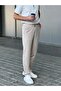 Men's Beige Jogger Cut Elastic Waist and Drawstring Chino Pants - 3