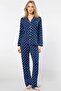 3379 Women's Long Sleeve Shirt Pajama Set-Navy Blue