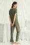 18488 Women's V-Neck Short Sleeve Pajama Set-Khaki - 3