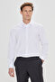 Men's White Slim Fit Slim Fit Classic Collar 100% Cotton Iron-Free Non-Iron Shirt