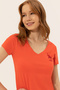 Women's Red V-Neck Basic T-Shirt 50246286-Vr213 - 2