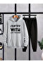 Unisex New Season Cotton Hooded Sweatshirt Sweatpants 2Li Set - 2