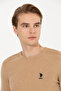Men's Camel Melange Crew Neck Basic Knitwear Sweater 50251885-Vr122