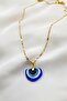 Evil Eye Rainbow Handmade Murano Glass Chain Necklace Blue - 3