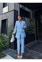 Women's Brooch-Detail Tie-Detail Jacket Pants Suit