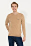 Men's Camel Melange Crew Neck Basic Knitwear Sweater 50251885-Vr122 - 2