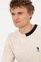 Men's Cream Melange Crew Neck Knitwear Sweater 50253857-Vr159 - 2