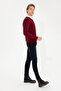 Men's Burgundy V-Neck Basic Knitwear Sweater 50251877 -Vr014 - 3