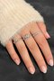 Zircon Cubic Zirconia Silver Elegant Adjustable Sun, Chain, Leaf Crown 3-Piece Women's Ring Set - 2