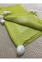 Menekşe Knitwear Knitted Tv Blanket 10 Pompom Pistachio Green | 130X170 Leg Shawl-Sofa Shawl - 6