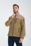 Men's Beige Full Zipper Antipilling Non Pilling Softshell Garnished Fleece Jacket - 3