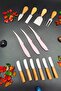 6 Butter, Jam, and Chocolate Knives 3 Steel Serrated Kitchen Knives 4 Cheese Knives Bamboo - 5