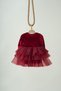 Burgundy Velvet Fabric Skirt Layered Baby Girl Dress - 6