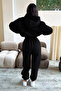 Black Fetch Tracksuit Set - Printed Oversized Hooded Brushed Inside - 2