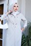 Light Cream Full Length Striped Trench Coat - 5