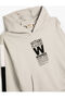Hooded Sweatshirt Kangaroo Pocket Sports Theme Print Detailed Cotton - 3