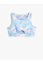 Athlete Half Tank Top Sleeveless Window Detailed Batik Patterned