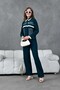 Women's Front Embroidered Stripe Tassel Detailed Knitwear Shirt and Trousers Bottom Top Set - 2