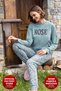 Women's Green Pajamas Set Cotton Crew Neck Long Sleeve 15020 - Aydogan ® - 2
