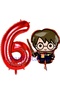 Harry Potter 6 Years Old Red Color Number Balloon Set Harry Potter Hogwarts Concept Birthday Balloon Set - 2