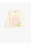 T-Shirt Long Sleeve Crew Neck Print Detailed Cotton