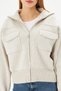 Women's Steel Knit Zippered Knitwear Coat Women's Coat 4309 Stone - 7