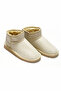 Women's Tan Suede Ankle Boots with Feather Inside Flat Sole Cream Shoes Boots - 2