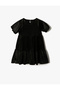 Velvet Lurex Dress Short Balloon Sleeve Tiered Round Neck - 2
