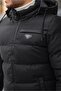 Embroidered Carbon Leather Coat Hooded PLDP 2959 - 5