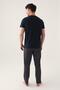 Striped Crew Neck Summer Men's Pajamas Set, Plus Size Pajama Set, 100% Cotton - 4