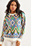 Women's Ecru Kilim Pattern Knitwear Sweater Kzk-19000869 - 4