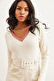 Women's Ecru Dried Rose Collar Detailed Raised Lycra Blouse Blz- 19002746 - 4