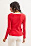 Women's Red and White Collar Detailed Raised Lycra Blouse Blz- 19002746 - 2