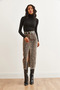 Women's Leopard Gabardine Skirt with Stone Pockets and Slits Etk-19000285 - 3