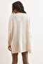 Women's Stone V-Neck Basic Knitwear Sweater with Side Slits Kzk-19000868 - 7