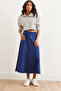 Women's Navy Blue Soft Textured Modal Effect Bell Skirt Etk- 19000282 - 2