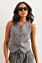 Women's Smoked Lined Fleto Pocket Woven Vest Ylk- 19000041 - 3