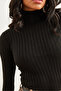 Women's Black Turtleneck Thick Ribbed Sweater Kzk- 19000872 - 7