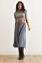 Women's Smoked Soft Textured Modal Effect Bell Skirt Etk- 19000282 - 5