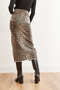 Women's Leopard Gabardine Skirt with Stone Pockets and Slits Etk-19000285 - 5