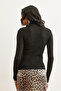 Women's Black Turtleneck Thick Ribbed Sweater Kzk- 19000872 - 2